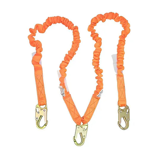4.5 ft - 6 ft Double Leg Stretch Internal Lanyard Hooks - All Sizes 3 Snap Hooks Safety Equipment