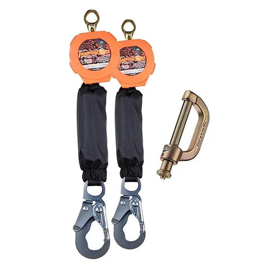Dual 6 ft Pygmy Hog Self Retracting Lifeline with Connector Kit With Snap/Peri/Rebar Hooks Snap Hook Safety Equipment