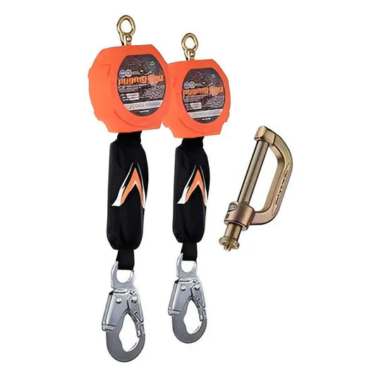 Dual Pygmy 11 ft Pygmy Hog Self Retracting Lifeline With Snap/Peri/Rebar Hooks Snap Hook Safety Equipment