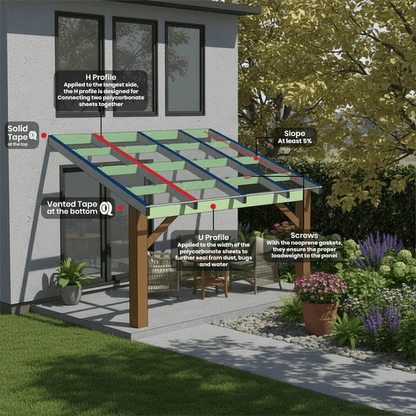 DIY Polycarbonate Lean-To Roof Kit Roofing