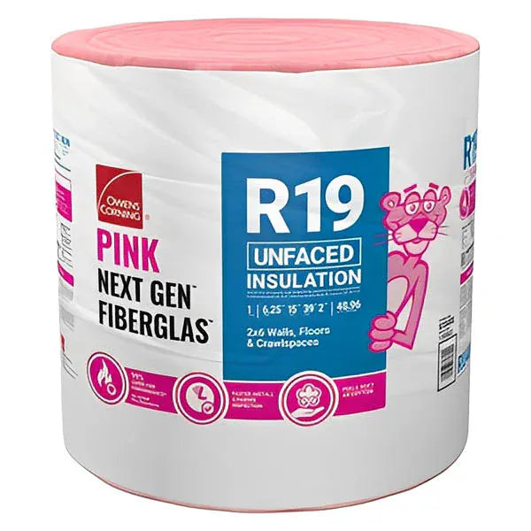 Owens Corning R-19 Unfaced Continuous Roll Insulation - All Sizes 6.25 in. x 15 in. x 470 in. (6 Rolls) Owens Corning