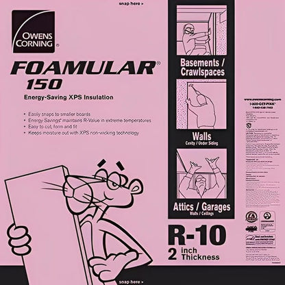 Owens Corning FOAMULAR 150 XPS 4ft x 8ft Insulation Board - All Sizes 2 in Owens Corning