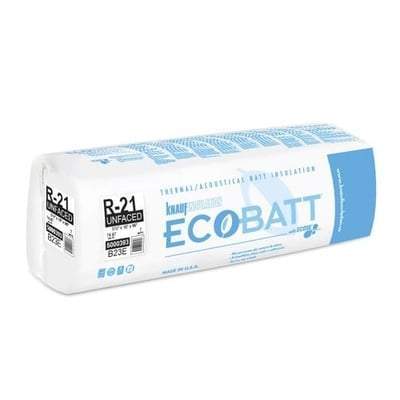 Knauf Ecobatt R-21 Unfaced Fiberglass Insulation Batts 5.5 x 16 x 96 (Master Pack of 4) Batts