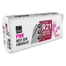 Load image into Gallery viewer, Owens Corning R-21 Un-Faced Fiberglass Insulation Batts - All Sizes 6 in. x 24 in. x 96 in. (4 Bags) Owens Corning
