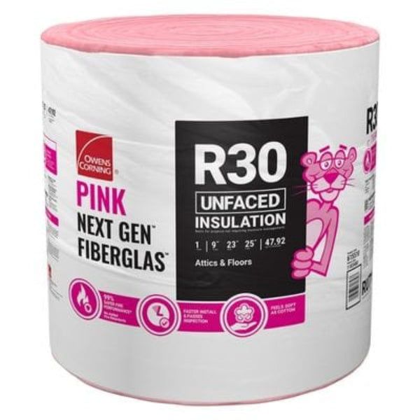 Owens Corning R-30 Unfaced Continuous Roll Insulation - All Sizes 9 in. x 23 in. x 300 in. (6 Rolls) Owens Corning Wood Framing Unfaced