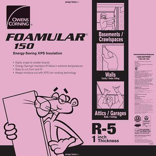 Owens Corning FOAMULAR 150 XPS 4ft x 8ft Insulation Board - All Sizes 1 in Owens Corning